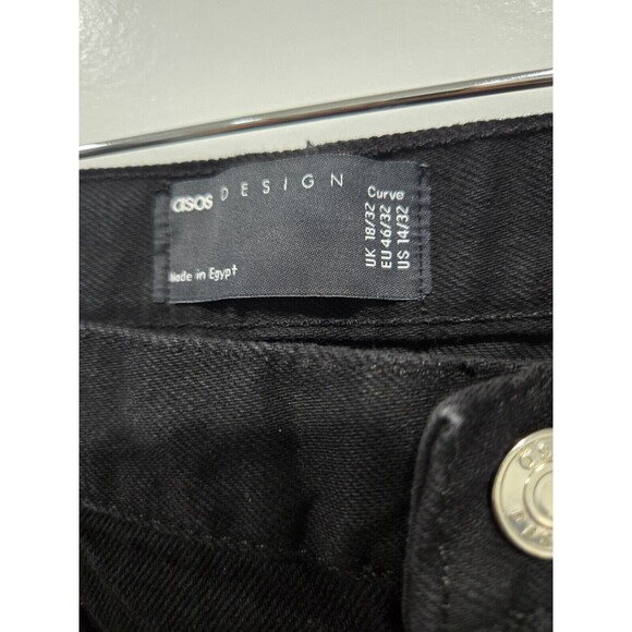 NEW ASOS Design Women's Curve High Rise Stretch Black Straight Jeans Size‎ 14 - Picture 3 of 5